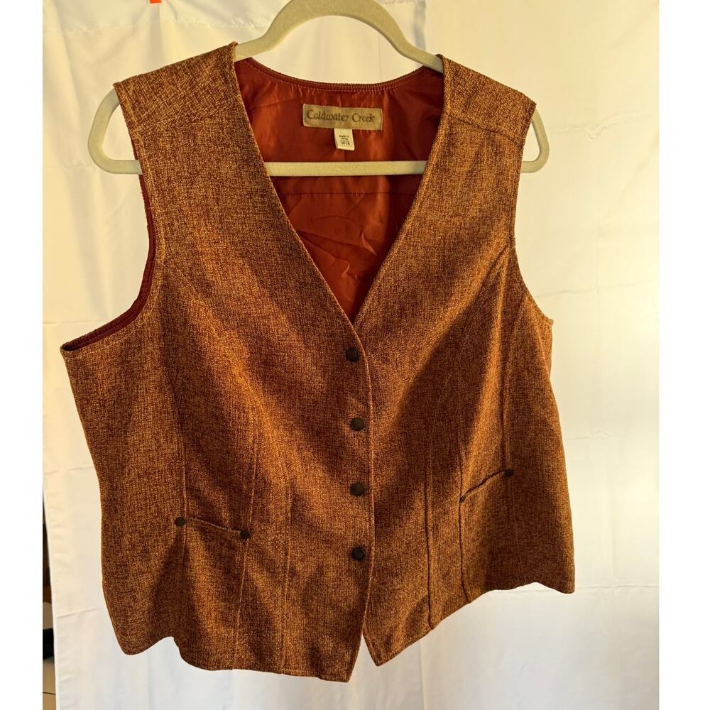 coldwater creek rust brown tweed vest size W18 women’s fall vest